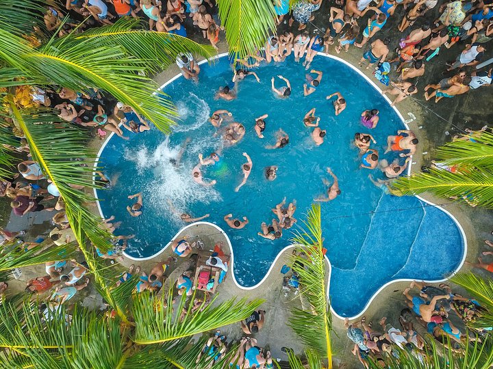 areal view of a pool party sunday funday in san juan del sur nicaragua travel